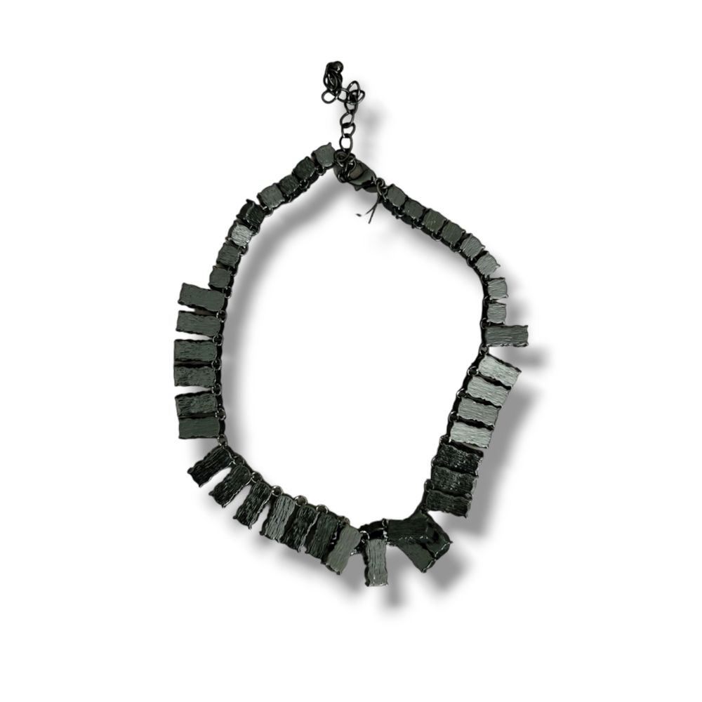 Chico's | NWOT Black Enamel 'Riviere' Crystal Rhinestone Choker Necklace - Picture 3 of 13